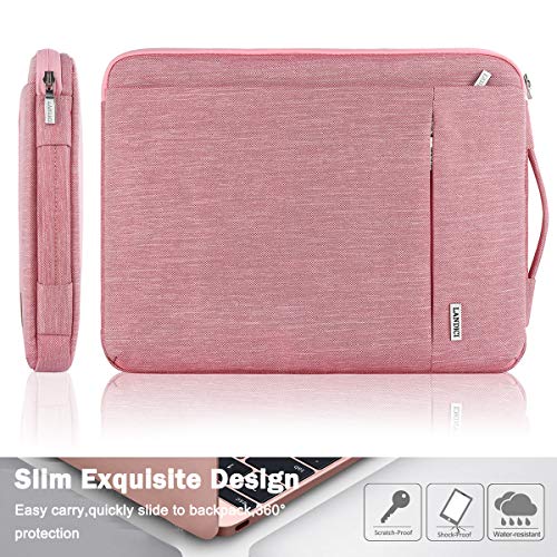 LANDICI 360° Protective Laptop Sleeve 13-14 Inch, Computer Bag Carrying Case for MacBook Air 13 M1/M2, MacBook Pro 13/14, Chromebook 14, Women, Slim, Shockproof, Waterproof, Pink - color: Pink, size: 13-14 Inch