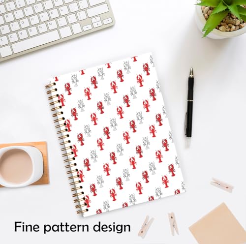 XUNLURY Red Lobster Ocean Beach Notebook, Lobster Lover Gifts Journal, Beach Themed Gifts Journal, Nautical Coastal Crayfish Hardcover Spiral Notebooks, 5.5x8.3 Inch - color: Color_J