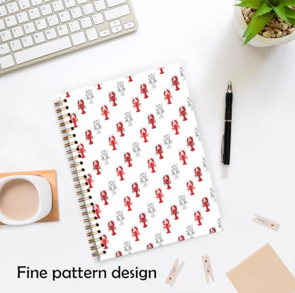 XUNLURY Red Lobster Ocean Beach Notebook, Lobster Lover Gifts Journal, Beach Themed Gifts Journal, Nautical Coastal Crayfish Hardcover Spiral Notebooks, 5.5x8.3 Inch - color: Color_J