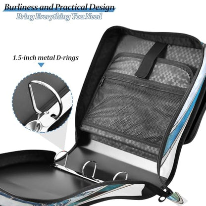 3 Ring Zipper Binder Blue Sea Turtle Binders Bag with Shoulder Strap 500 Sheets Paper Organizer Trapper Keeper Documents Storage File Folder for School Office - color: A439