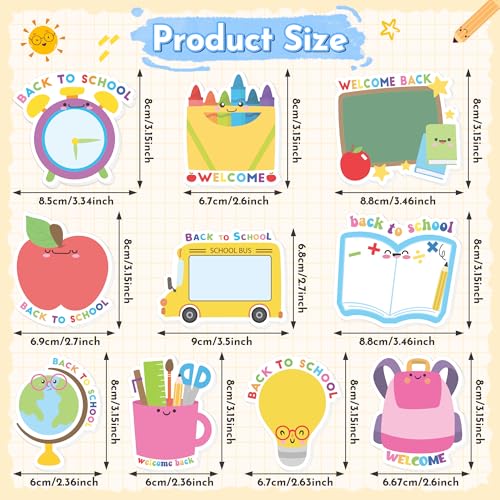 Xqumoi 30 Pack Back to School Sticky Notes - Blackboard Apple Book Globe Bus Shaped Self-Adhesive Writing Memo for Kids Teens Welcome Back Gift School Classroom Office Home Reminder Notepad Supplies - style: Back to School (Style 2)