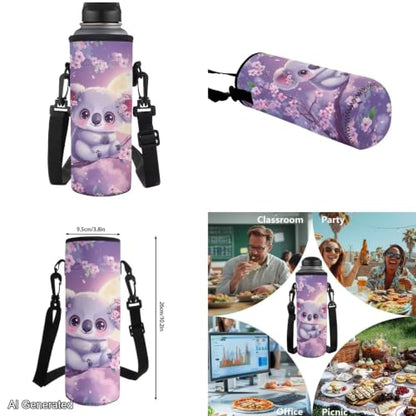Purple Koala Backpack for Girls Boys Backpack with Lunch Box Water Bottle Carrier Kawaii Pencil Case 4 in 1 Cute Koala Bookbag for Kids 8-12 for Bring the School Supplies and Snacks Books - color: Cute Koala