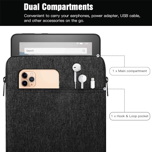 TiMOVO 8-9 Inch Tablet Sleeve with Pockets, Black | Fit iPad mini 7 (A17 Pro, 2024) / mini 6 (8.3", 2021) / 5/4/3/2/1, Portable Protective Carrying Bag Case - color: Black, size: 8-9 Inch
