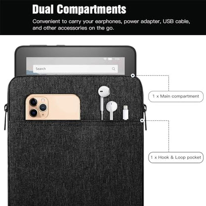 TiMOVO 8-9 Inch Tablet Sleeve with Pockets, Black | Fit iPad mini 7 (A17 Pro, 2024) / mini 6 (8.3", 2021) / 5/4/3/2/1, Portable Protective Carrying Bag Case - color: Black, size: 8-9 Inch