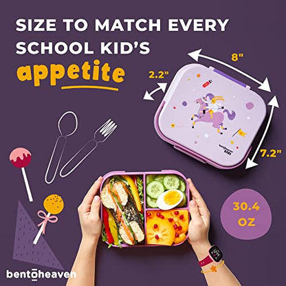 Bentoheaven Premium Bento Lunch Box for Kids, 9 Designs, Leak-proof 3-4 Compartments, Divider, Ideal size 30oz, Microwave/Dishwasher Safe Kids Bento Box (Loncheras Para Niños/Niñas)[Mauve] - color: Mauve