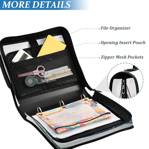 3 Ring Zipper Binder Blue Sea Turtle Binders Bag with Shoulder Strap 500 Sheets Paper Organizer Trapper Keeper Documents Storage File Folder for School Office - color: A439