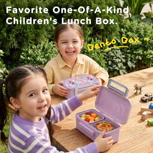 Bento Lunch Box for Kids With 8oz Food Thermo,BPA-Free for School | Lunch Container with 2 Compartments, Insulated Food Jar, Dishwasher Safe, Easy to Clean, Lunch Box for Girls Boys - color: Purple Deer1