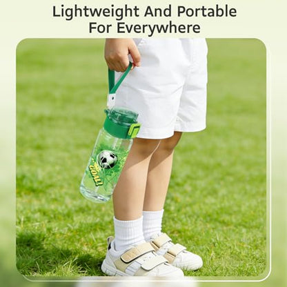18.6oz Kids Water Bottle, Tritan BPA-Free, Excavator & Football | Toddler Water Bottle with Handle & Straw for School Travel · Pop-Up Spout Cover · Leak-Proof · Dishwasher Safe