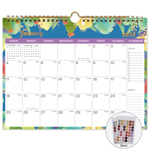 Lbylyhxc 2026 Calendar - Includes January 2026 to June 2027-18 Monthly Wall Calendar 2026, 11 x 8.5 Inches.Thick Paper with Julian Dates and Block for New Year and Christmas Presents (wall calendar 2026-2027 flower) - color: wall calendar 2026-2027 flower