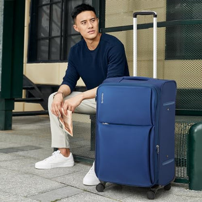 Hanke 28 Inch Luggage Softside Expandable Suitcases with Spinner Wheels, Travel Checked Luggage for Women Men(Blue) - color: Blue, size: 28 Inch Checked in