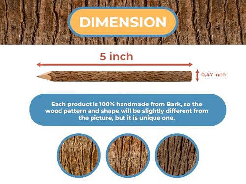 BSIRI Wooden Pencils Rustic Bark Twig Natural Wood Pencil 12 Pack 5 Inch for Kids Classroom Woodland Party Favors Camping Day Decorations Camp Themed Supplies Novelty Gifts - style: 5 Inch long
