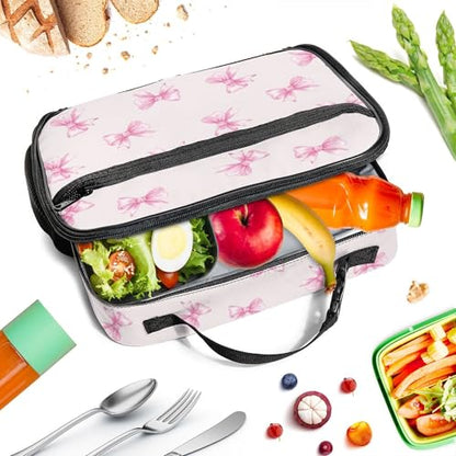 WOBAGMEN Pink Bow Lunch Box for Kids, Cute Insulated Lunch Bag for Boys Girls,Waterproof Lunch Box with Water Bottle Holder for Teens Adults Picnic Travel Back to School (Pink Big Bow) - color: Pink Big Bow