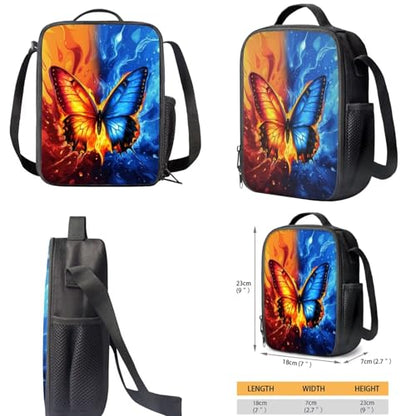 Cool Butterfly Kids Backpack Set Girls 3 PCS Kids Backpack with Lunch Box Pencil Case Large Capacity Bookbag Casual Daypack for Elementary School Students - color: Cool Butterfly