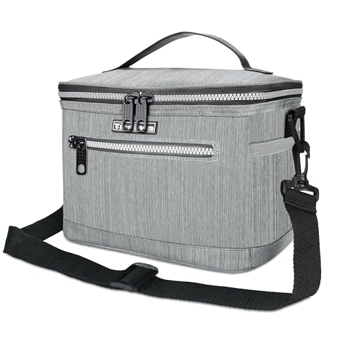 Tirrinia Insulated Lunch Box for Men/Women, Leakproof Lunch Bag for School Work, Large Lunch Tote Kids Boys Girls Back to School, Soft Reusable Cooler Office Picnic Beach Camping with Shoulder Strap - color: Light Grey, size: Medium - 7.8L