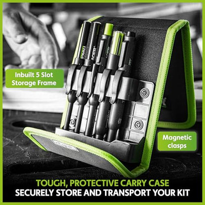 Tracer 5 Piece Construction Marker Kit - Deep Hole Carpenter Pencil Set with 2 Deep Hole Marking Pens, Heavy Duty Clog-Free Marker, 2.8mm Replacement Leads & Storage Case for Woodworking Tools - style: 5pc Set