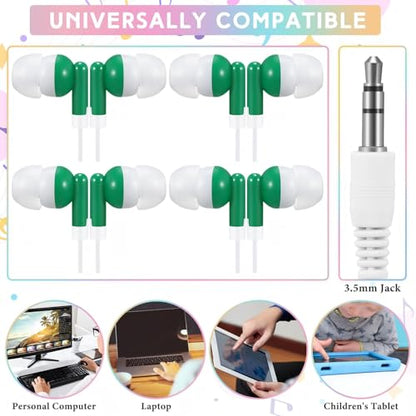 50 Pack Earbud Bulk Headphone for Classroom Earphone Earbud with Wire Individually Bagged Wired in Ear Buds(Green) - color: Green