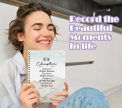 Welshower Inspirational Spiral Notebook Journal, New Chapter Behind You All Your Memories Motivational Quote Notebook, Positive Affirmation Journal for Women, 5.5x8.3 Inch - color: Inspirational Notebook 01