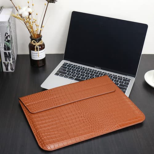 Protective Slim Portable Laptop Sleeve 13-13.6 Inch Crocodile PU Leather Case for MacBook Neo 13 A18 Pro A3404 Air 13 Pro 13 M5 A3449 M4 A3240 M3 M2 M1, for HP Dell Microsoft Notebook, Brown - color: Brown