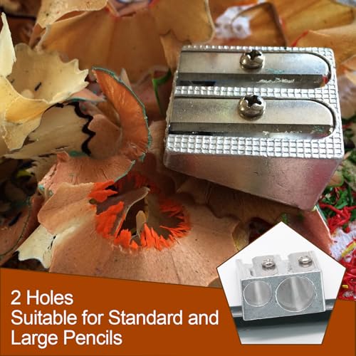 Bonsicoky 16 Pack Handheld Metal Pencil Sharpener with 2 Holes - Aluminum Alloy Sharpener for Standard Size Pencils