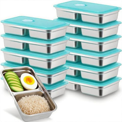 Snack Containers Reusable, Stainless Steel Double Compartment, Dishwasher- Reusable Condiment Containers with Lids 12 PCS - color: 12 PCS