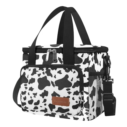 Femuar Lunch Bags for Women/Men, Insulated Lunch Bag for Work Office - Lunch Cooler Bag Leakproof Lunch Box with Adjustable Shoulder Strap - Cow print - color: Cow print, size: Medium Size