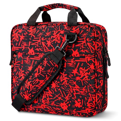Zipper Binder Folder Keeper with Strap 2 Inch 3 Ring Multi-Pocket Zipper Bag for 13" Laptop 5-tab Expanding File Folder for Women Men Office Middle High School(Red,Lightning) - color: Red, style: Lightning