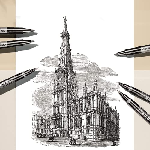 deli 12 Count Black Dual Tip Waterproof Permanent Marker Pens Bulk | Quick Dry Ink,Fine point,for writing,labeling,drawing,posters,office,DIY & school crafts;works on wood,plastic,glass,metal