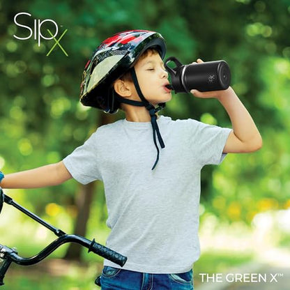 SIPX™ 12 oz Insulated Water Bottle with Straw Lid – Leakproof Stainless Steel, BPA-Free, Easy to Carry – Perfect for School, Camp, Sports & Travel – Black - color: Black