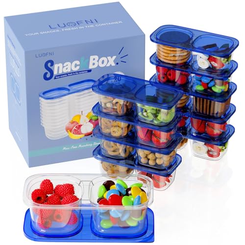 Snack Pack Containers for Kids, 10 Pack Reusable Snack Containers with Lids, 2 Compartment Small Bento Snack Box, BPA-Free, Lunchbox Accessories for Travel - color: 10 Pack Navy Blue