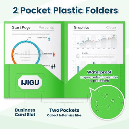 IJIGU 72 Packs Plastic 2 Pocket Folders, Bulk Heavy Duty Folder in 6 Colors, Durable and Sturdy Folders for School and Office Supplies