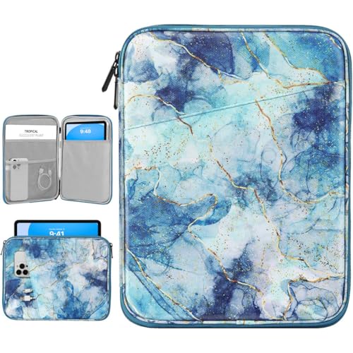 Dadanism 9-11 Inch Tablet Sleeve Bag Carrying Case, Marble Blue | Fits iPad (A16) 11th Gen 11", iPad 10th Gen 10.9" Air 5/4, iPad Air M4/Pro 11", iPad 9/8/7th 10.2", Galaxy Tab A11+ Plus 11" - color: Marble Blue, size: 9-11 inch