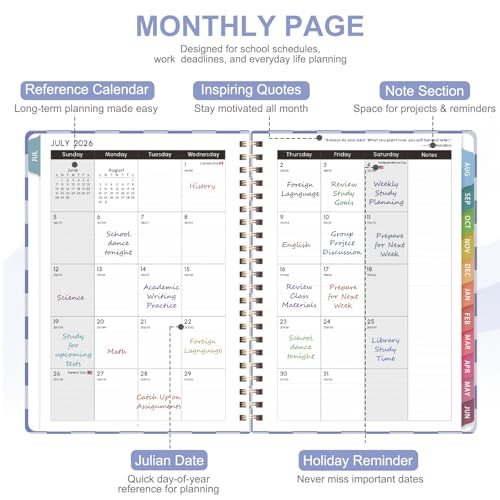 Planner 2026-2027, Weekly and Monthly Academic Year Calendar Planner, July 2026 - June 2027, Daily Agenda Book for Office School Supplies, Letter Size(8.5'' x 11'') - color: 2607-Periwinkle Grid, size: 8.5"x11"(Jul 2026-Jun 2027)