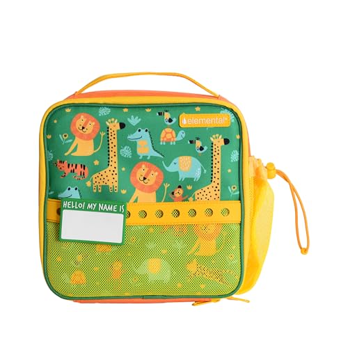 Elemental Insulated Lunch Bag for Kids, with Water Bottle Pocket & Charm Band, Fits Lunch Box, Lunch Bag for School to Keeps Food at Optimal Temperature, 3L - Jungle - color: Yellow
