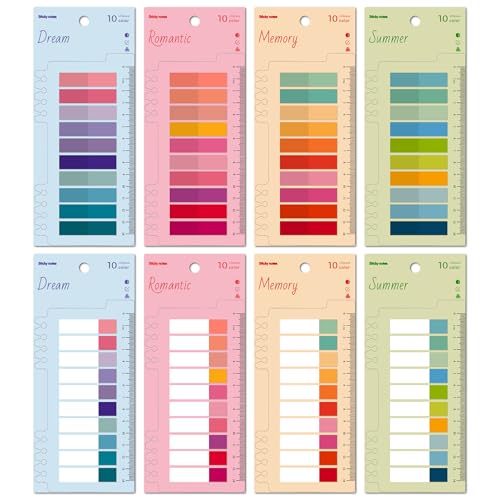 Book Tabs for Annotating, 1600Pcs Sticky Tabs with Ruler, Transparent Sticky Notes, Colorful Morandi Page Markers for Notebooks, Multi-Colored Writable and Repositionable Book Flags Strip - style: Semi Color