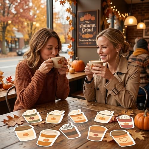 Xqumoi 30 Pack Fall Coffee Cup Sticky Notes - Autumn Theme Self Sticky Notepads Writing Memo Pads for Coffee Lover Thanksgiving Gift Class Reward Party Favors Goodies Bag Fillers Office Supplies - style: Autumn (Coffee Cup)