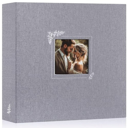 Lanpn Scrapbook Photo Album 12x12, Linen Window Design Cover Top Load 3 Ring Folder Binder Photobook Photo Book 12 x 12 inch with 30 Plastic Sleeves 60 Pages Grey - color: Grey, size: 12x12"