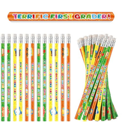 Tenceur First Grade Pencils, 48 Pcs 1st Graders Pencils with Erasers, 3 Motivational Designs, Welcome to First Grade Student Gifts from Teacher, Classroom Rewards Back to School Supplies - color: 1st Graders
