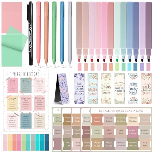XKDOUS Bible Study Supplies Journaling Kit for Women, Bible Study Kit with Bible Highlighters No Bleed and Tabs, Includes Bookmarks, Pens and More, Bible Verse Gifts for Study (Mint Green) - color: Mint Green