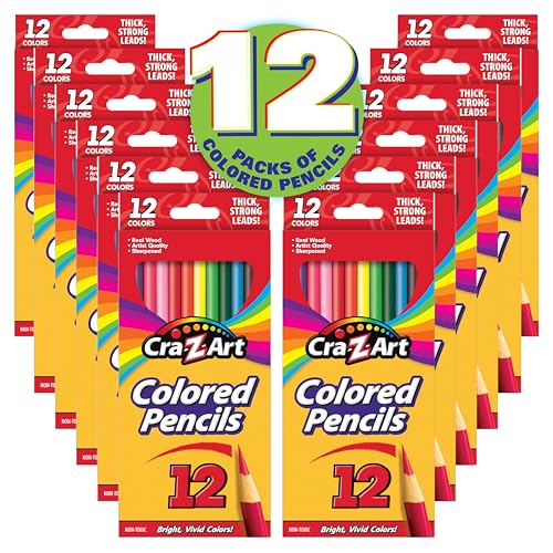 Cra-Z-Art Colored Pencils Bulk Pack, 12 Count (Pack of 12), 144 Total Pencils, Pre-Sharpened Non-Toxic Colored Pencils for Kids, Classroom & School - size: 12 Count (Pack of 12)
