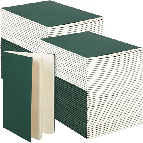 Mimorou 100 Pcs Journals Notebooks Bulk - Kraft Softcover A5 Small Notebooks 5.5 Inch x 8.3 Inch Notepads with 60 Page 30 Sheet for Writing Sketch Travel Office Supplies (Green,Unlined) - color: Green, style: Unlined