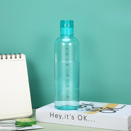 17.6 Oz Water Bottle with Time Marker, Reusable Sports Water Bottle, Portable Hydration Bottle for Daily, Gym, Outdoor Use (Green) - color: Green
