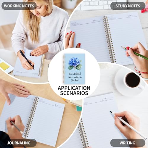 2Pcs Spiral Journal Notebook with 100 Pages, A5 College Ruled Hardcover Notebook for Office School Home,Twin-Wire Binding Notebook with Premium Thick Pape for Work and Study 8.46x6.22 - color: Hydrangea（she Believe）