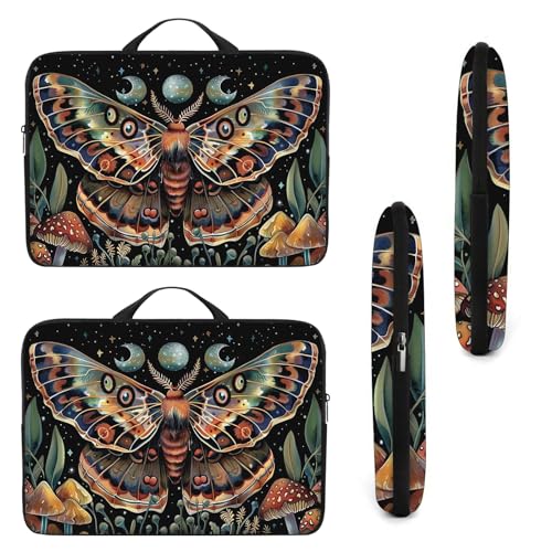 Laptop Sleeve Bag with Handle Computer Protective Soft Cover Case for 14 Inch 13 Inch Laptop,Art Butterfly Moon - color: Art Butterfly Moon