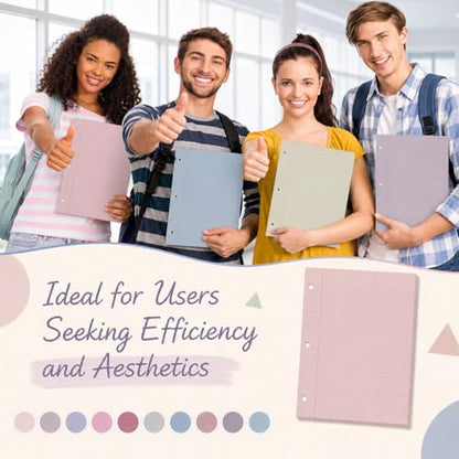 gisgfim 100 Sheets 3 Hole Punched Lined Refill Paper 8 x 10.5 Inch Loose Leaf Paper 3-Ring Binders College Ruled Notebooks Planner Inserts Thicken for Writing School Office Home Supplies(Taro) - color: Taro
