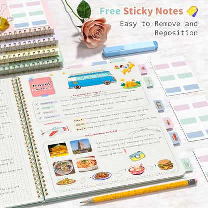 Umriox 4 Pack Graph Paper Notebook, 8.5" x 11" Spiral Notebook with Free Sticky Notes, 5 x 5mm Grid Paper 160 Pages, Large Journal for School, Work - size: 8.5 x 11 in, style: Squared