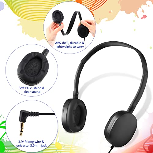 Konohan 18 Pack Class Set Headphones for Students Bulk Headphones for Classroom School Adjustable 3.5mm Wired Earphones Classroom Must Haves Teacher Supplies(Black) - color: Black
