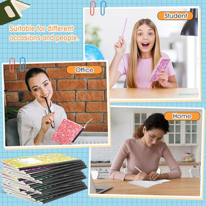 Fainne 100 Pack A5 Composition Notebooks Bulk College Ruled Composition Notebooks Marble Covers Notebook for Student Classroom Office Supplies 30 Sheet/60 Page(Light Color) - color: Light Color