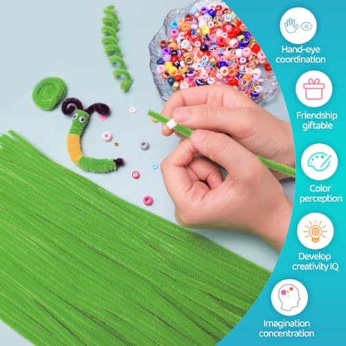 IOOLEEM 200pcs Dark Green Pipe Cleaners, Glitter Chenille Stems, Pipe Cleaners for Crafts, Pipe Cleaner Crafts, Art and Craft Supplies, Christmas Pipe Cleaners. - color: Dark Green, size: Small Pack