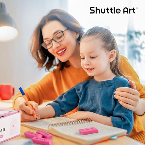 Pink Erasers, Shuttle Art 120 Pack Pink Erasers Bulk for School, Office, Latex-Free Soft Eraser for Kids, Teachers as School Supplies - color: Pink