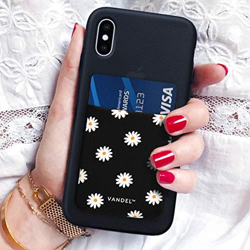 Vandel Pocket – Designer Stick-On Fabric Phone Wallet for Women and Men, Cute Credit Card Holder for Back of Phone and iPhone Case, Stretchy Fabric Adhesive Sleeve for All iPhones and Androids - color: Daisies